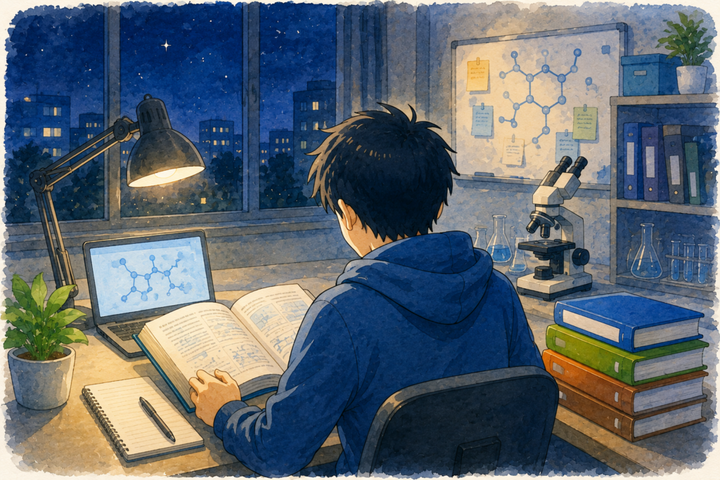 論文を読む学生